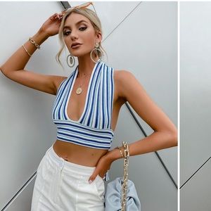shein striped halter top